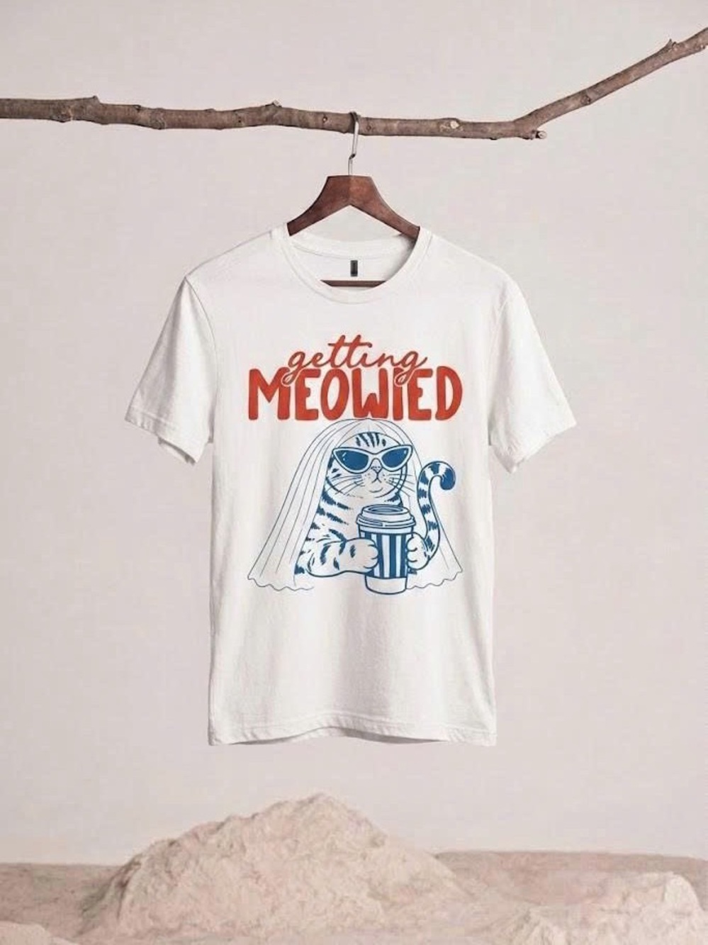 Getting Meowied Cat Graphic Tee - White
